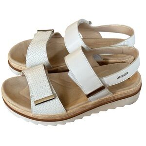 Mephisto Dominica White Strap Leather Sandals Size 37 US 7 Hook and loop